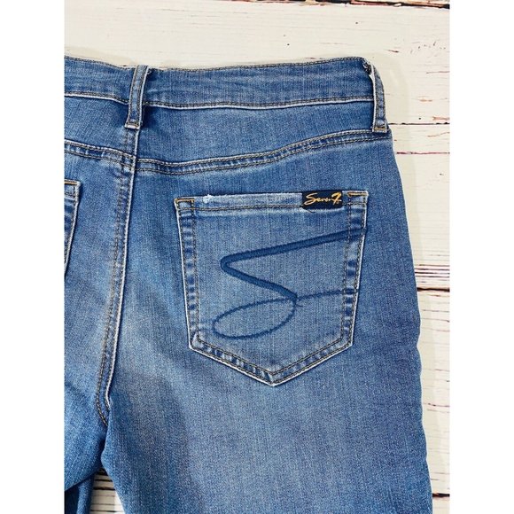 Seven7 Womens Jean Shorts Sz 4 Denim Weekend Bermuda Mid Rise Mom Style Long - Picture 5 of 10